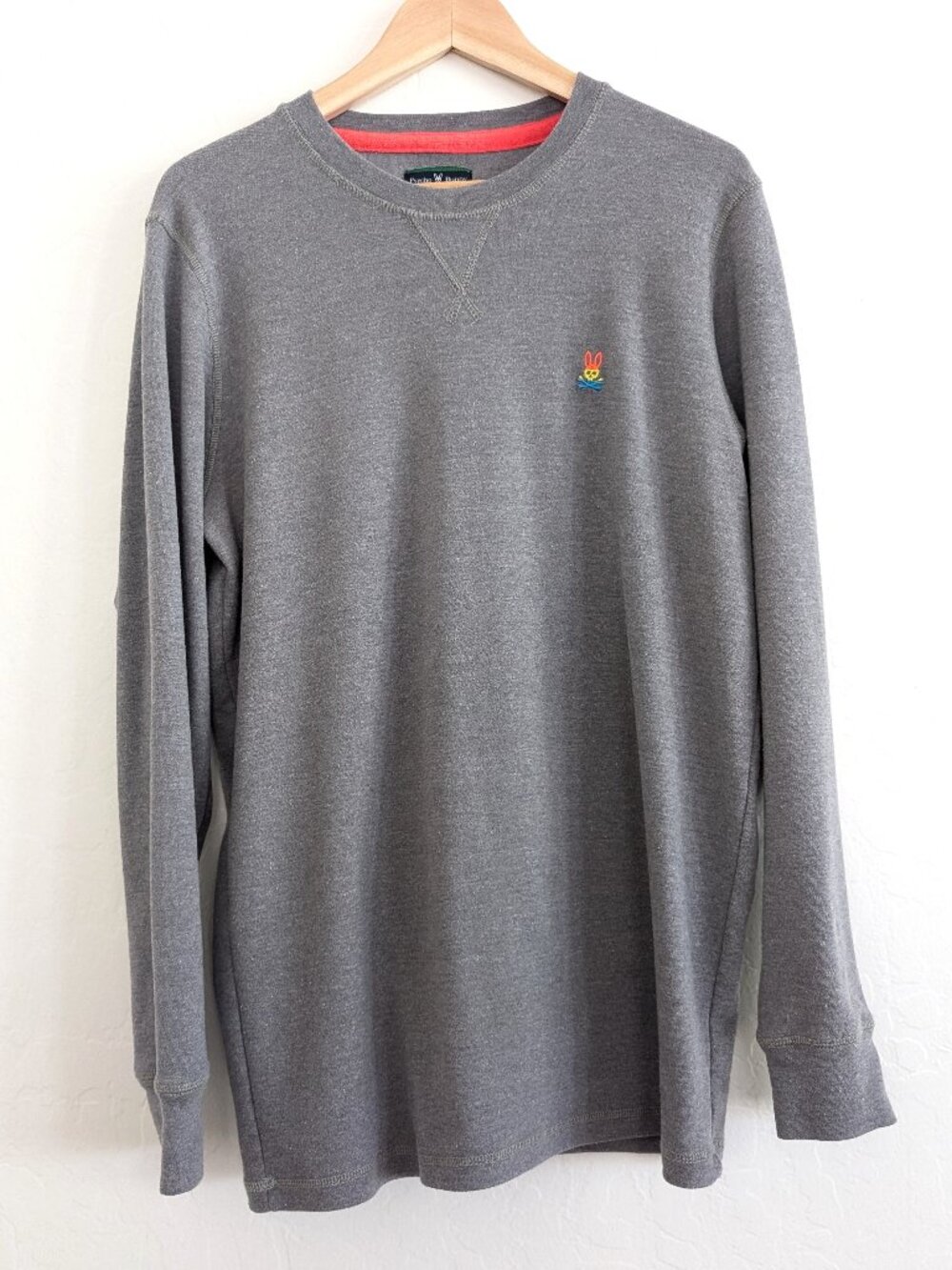PSYCHO BUNNY Sweatshirt Men's 6 (L ) Gray Logo Soft Casual Preppy Shirt READ